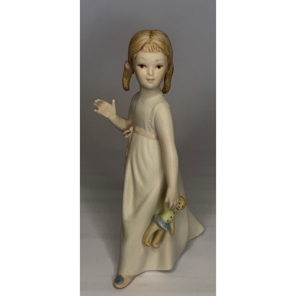 Vintage Cybis Bisque Porcelain Wendy Girl w Doll Peter Pan Figurine Estate